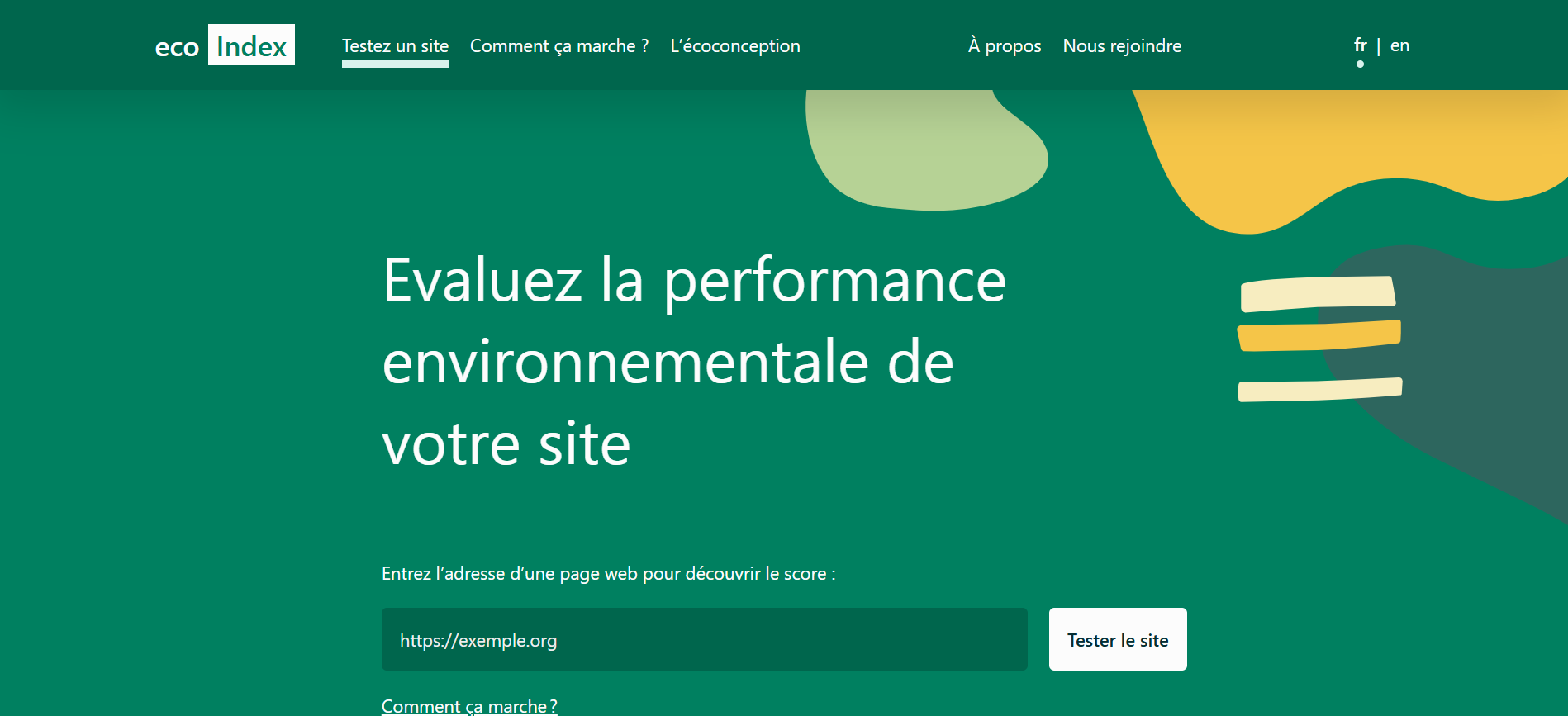 Capture d'écran du site ecoIndex